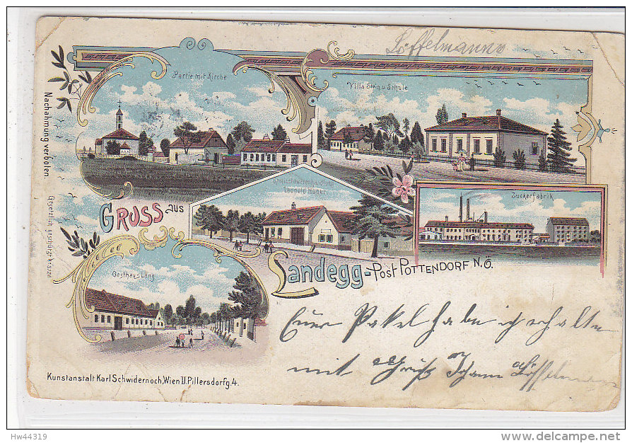 Gruss Aus Landegg-Post Pottendorf N.Ö. - 1900 Litho 2.Wahl - Otros & Sin Clasificación