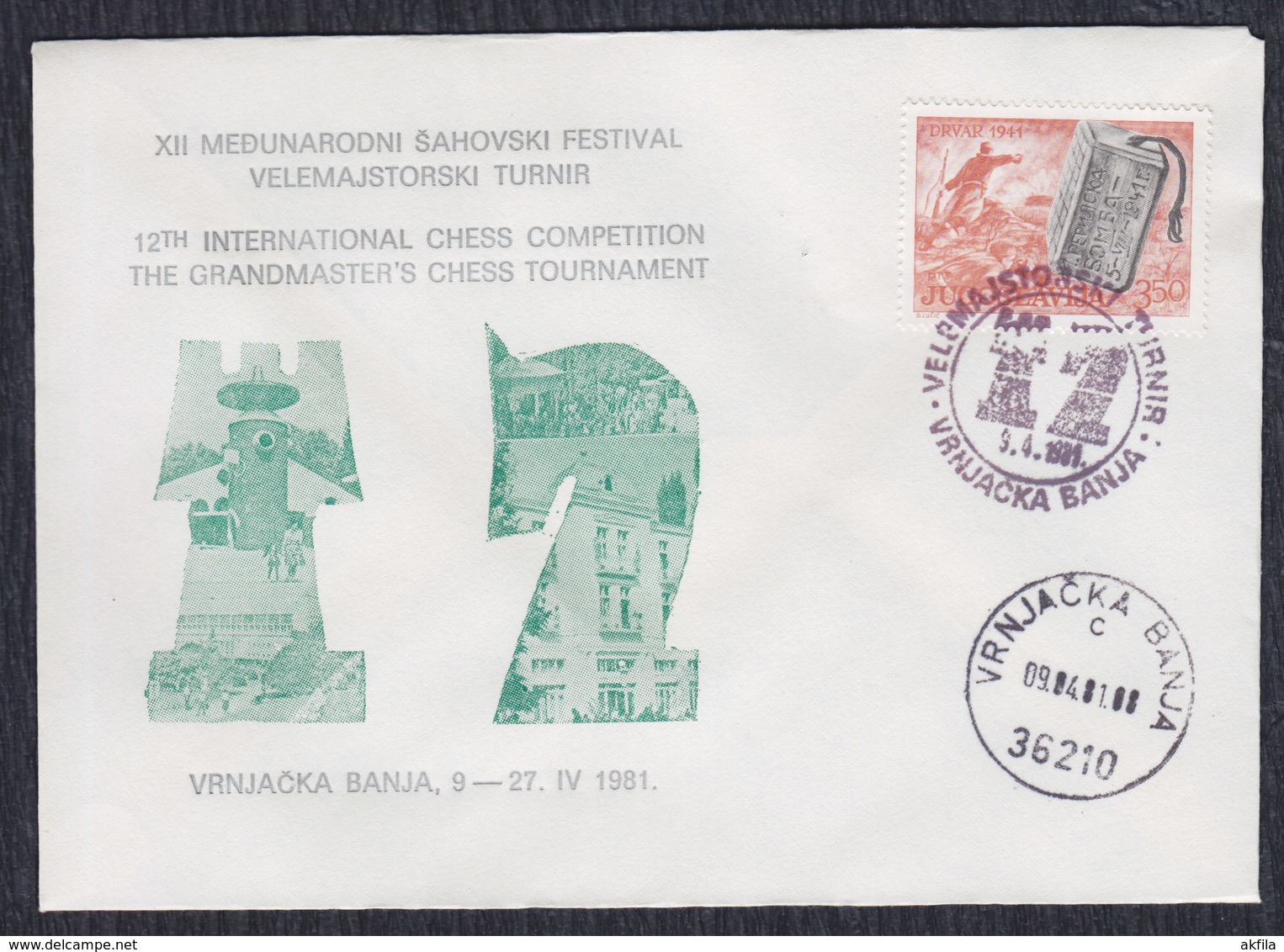 Yugoslavia 1981 12th International Grandmasters Chess Tournament In Vrnjacka Banja, Commemorative Cover - Echecs