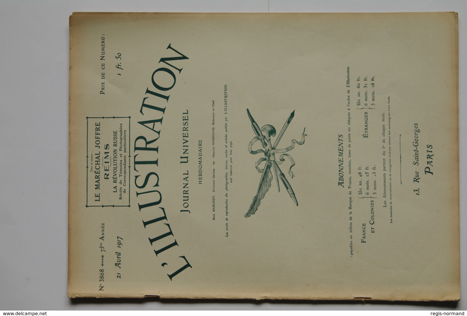 L'Illustration N°3868 Du 21 Avril 1917 - L'Illustration