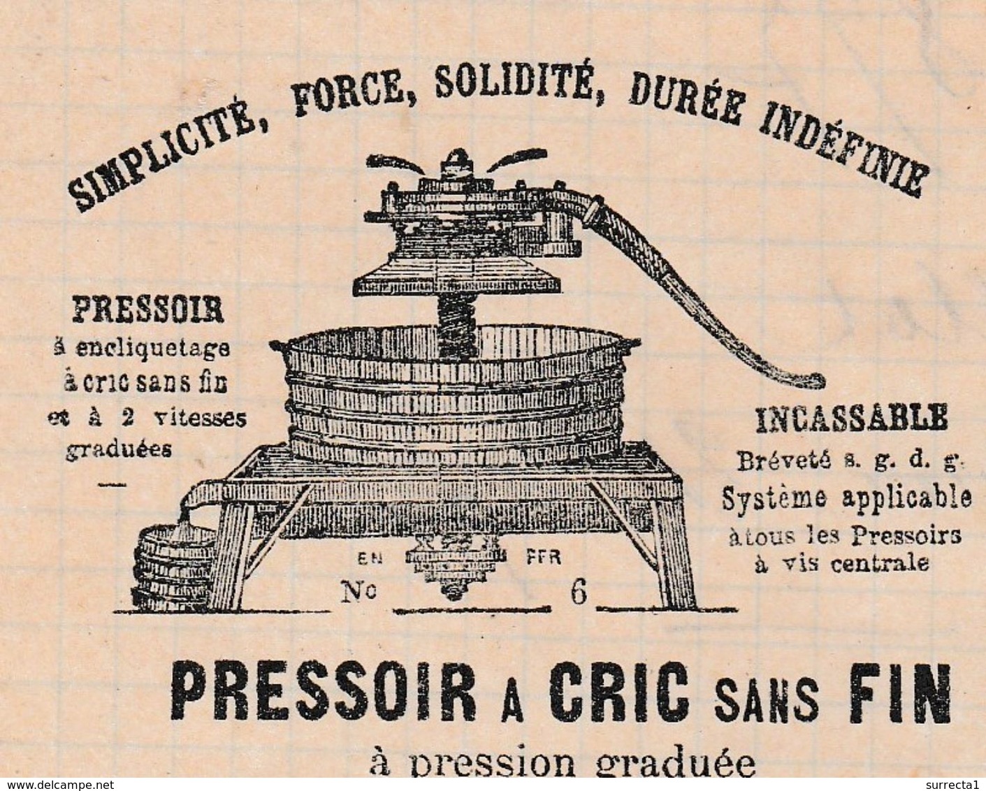 Facture 1877 / GAILLOT / Fabrique Pressoirs Et Machines Vinicoles / Près De La Gare / 21 Beaune / Côte D' Or - Andere & Zonder Classificatie