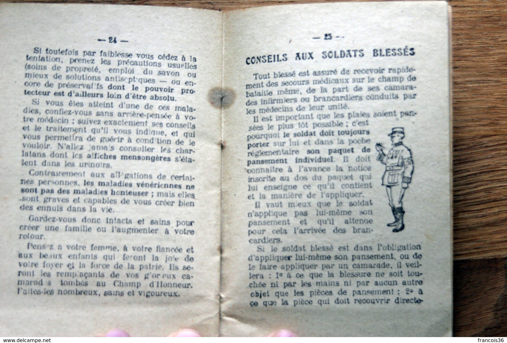 Livre livret du Ministère de la Guerre 1916 : Conseils au soldat pour sa santé - WWI Grande Guerre poilu poilus