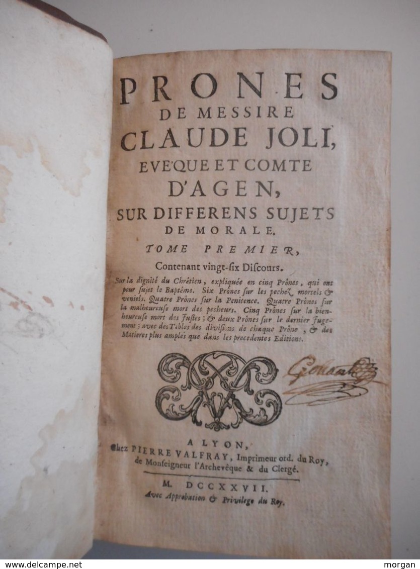 1695 - 1727, PRONES DE M. CLAUDE JOLI, COMTE D'AGEN, 2 VOLUMES, PURGATOIRE, PARADIS, ENFER - 1701-1800