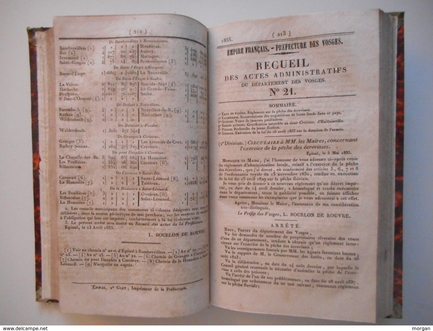 LORRAINE, 1855 - RECUEIL DES ACTES ADMINISTRATIFS DU DEPARTEMENT DES VOSGES, 1855, ARCHIVES - Lorraine - Vosges