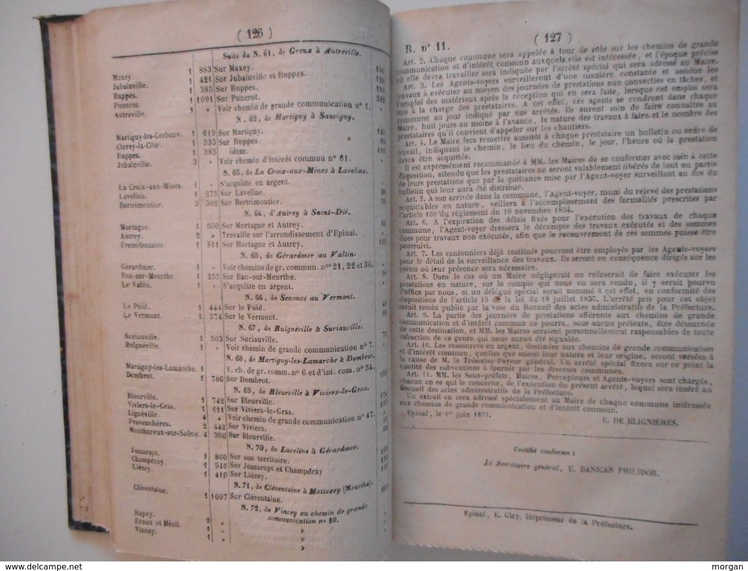 VOSGES, 1871 - RECUEIL DES ACTES ADMINISTRATIFS DU DEPARTEMENT DES VOSGES, 1871, ARCHIVES - Lorraine - Vosges