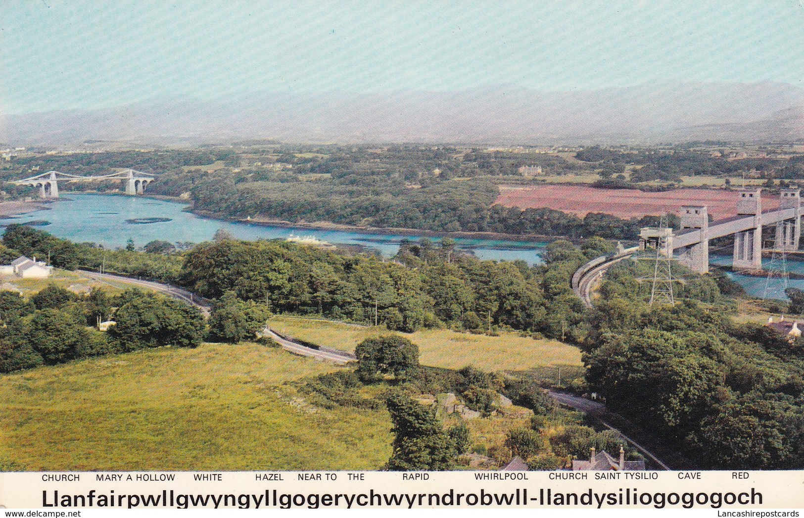 Postcard The Menai Straites And Bridges With Llanfair PG Caption North Wales My Ref  B11907 - Anglesey