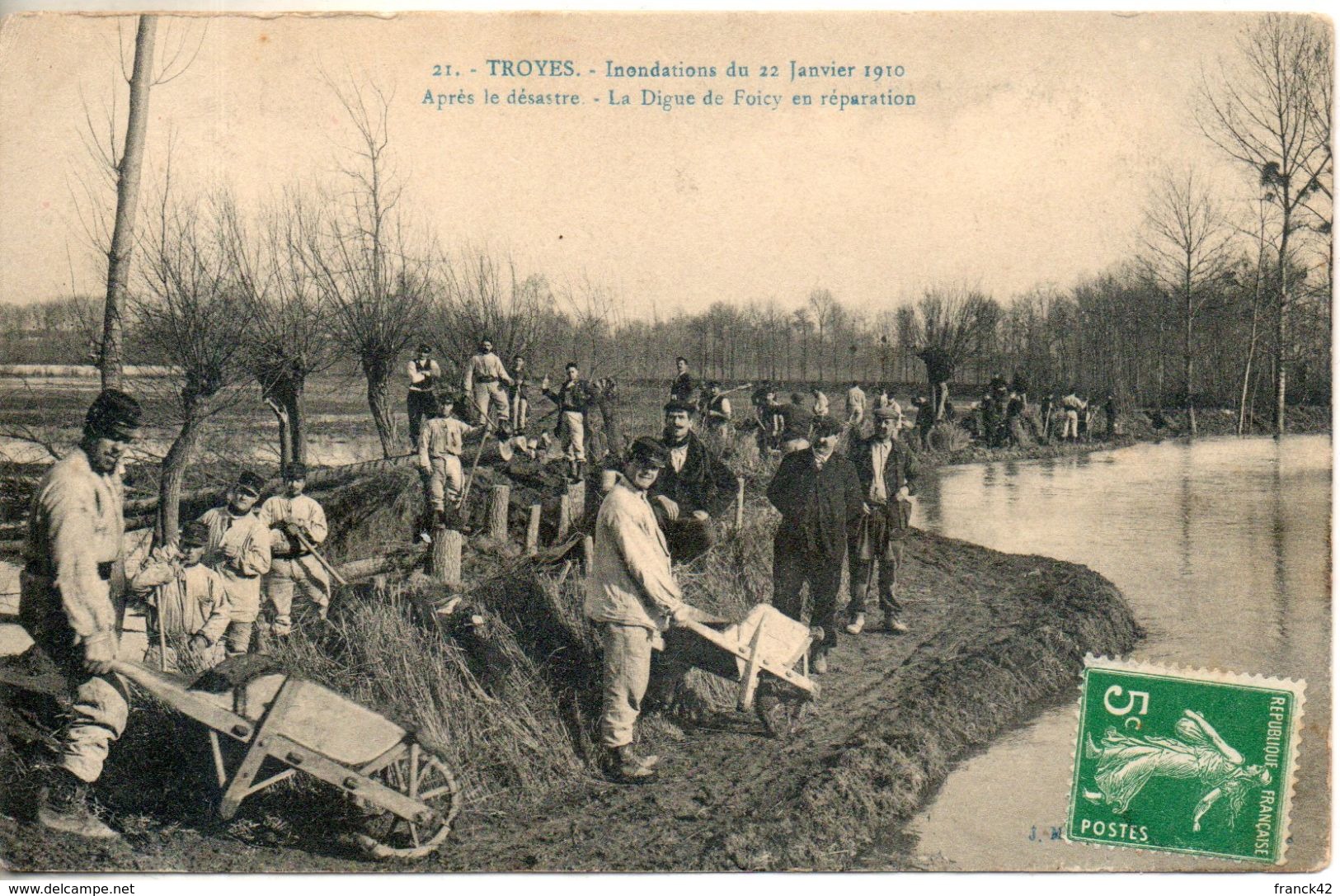 10. Troyes. Inondations Du 22 Janvier 1910. Après Le Désastre, La Digue De Foicy En Réparation - Troyes