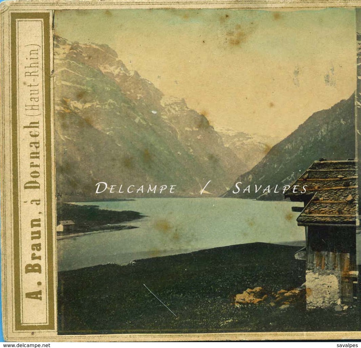 RARE - Suisse Glaris - Lac De KLONTAL Klöntalersee - Photo Stéréoscopique Braun Vers 1865 - Voir Scans - Stereo-Photographie
