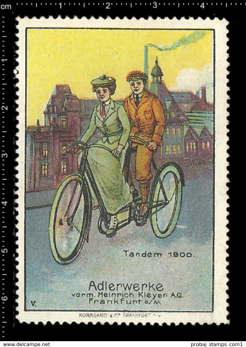 German Poster Stamp, Reklamemarke, Cinderella, Adlerwerke, Cycling, Radfahren. - Cycling