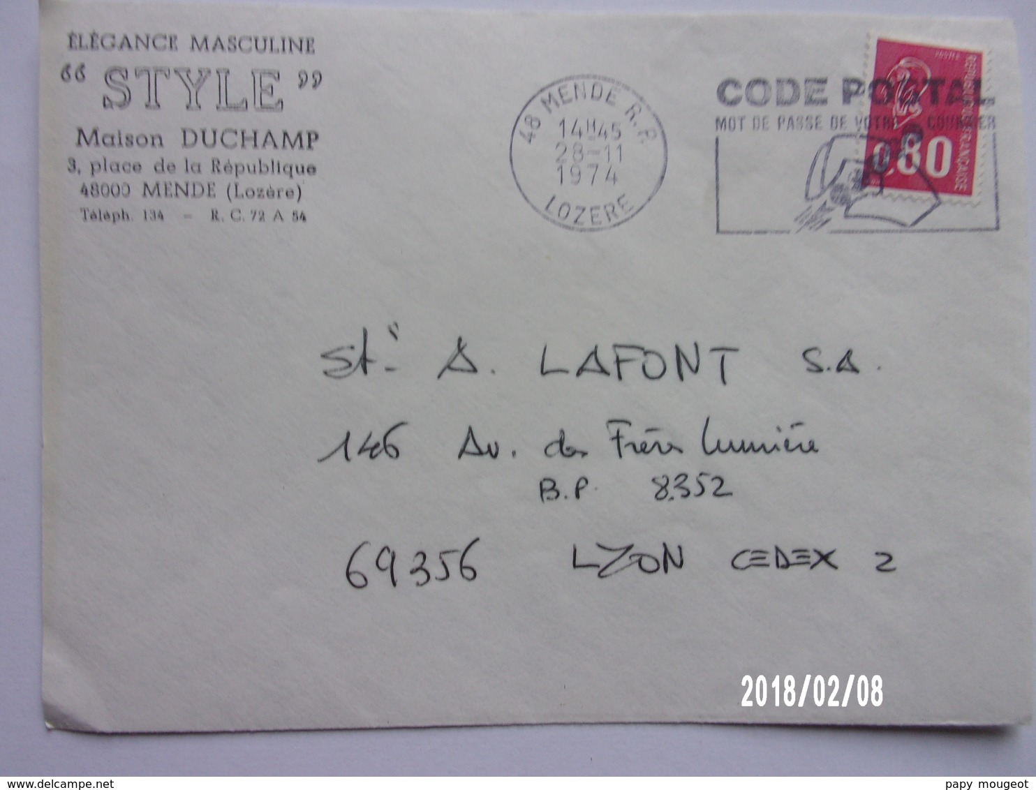 Lettre Du 28/11/1974 (grève Des PTT Du 23/10 Au 02/12/1974) - Other & Unclassified