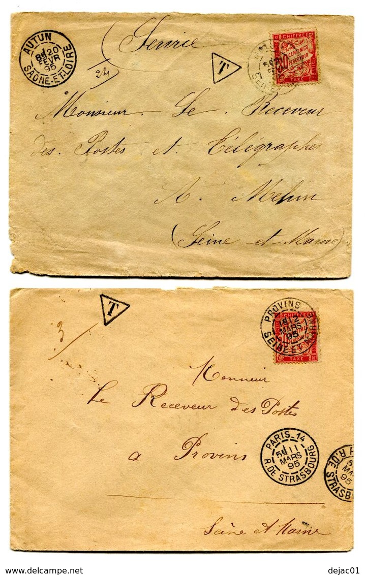 Lot De 2 Lettres Avec Timbres Taxe - Lot 42 - 1859-1959 Lettres & Documents