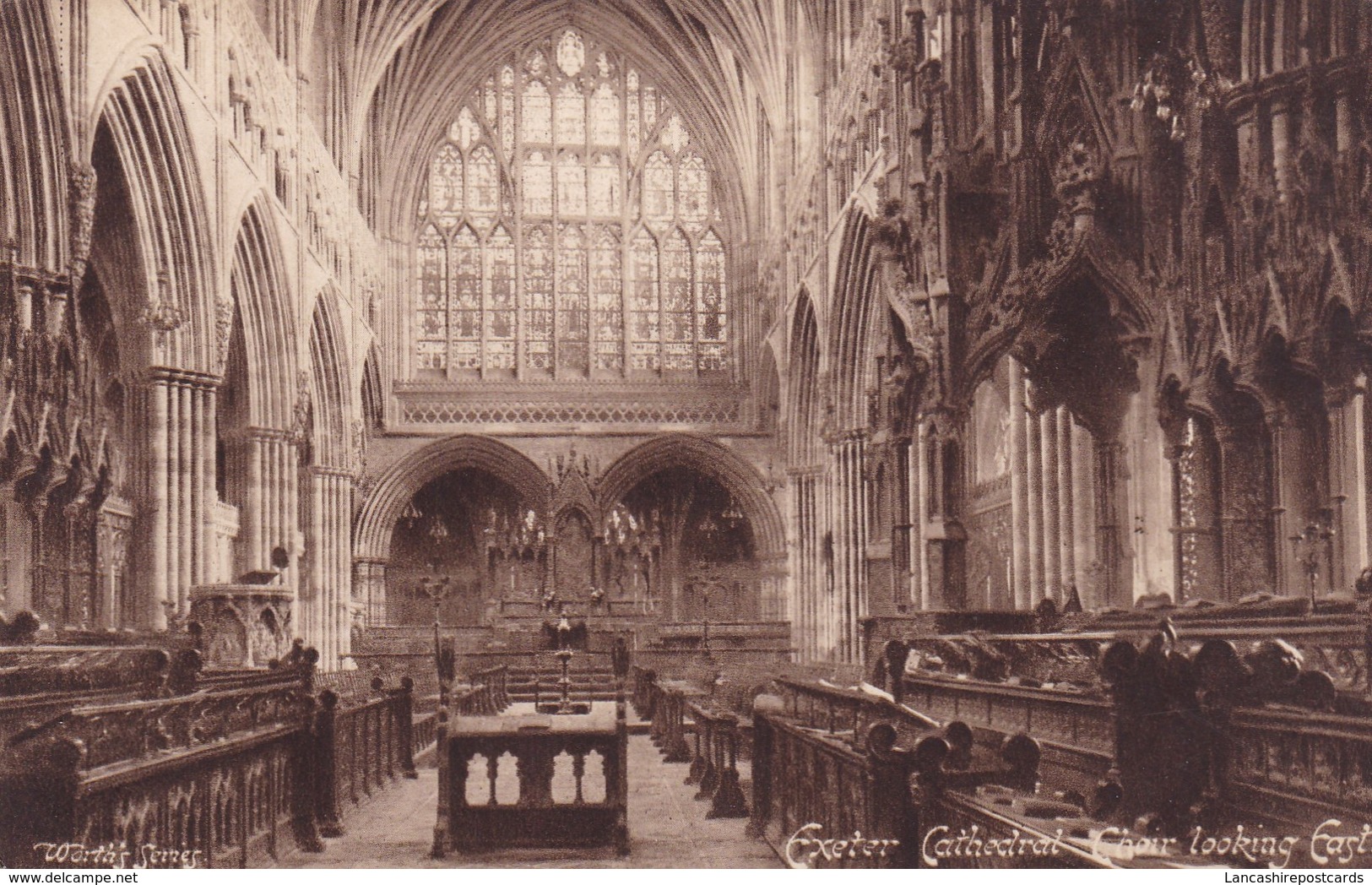 Postcard Exeter Cathedral Choir Looking East Worth's Series My Ref  B11914 - Exeter