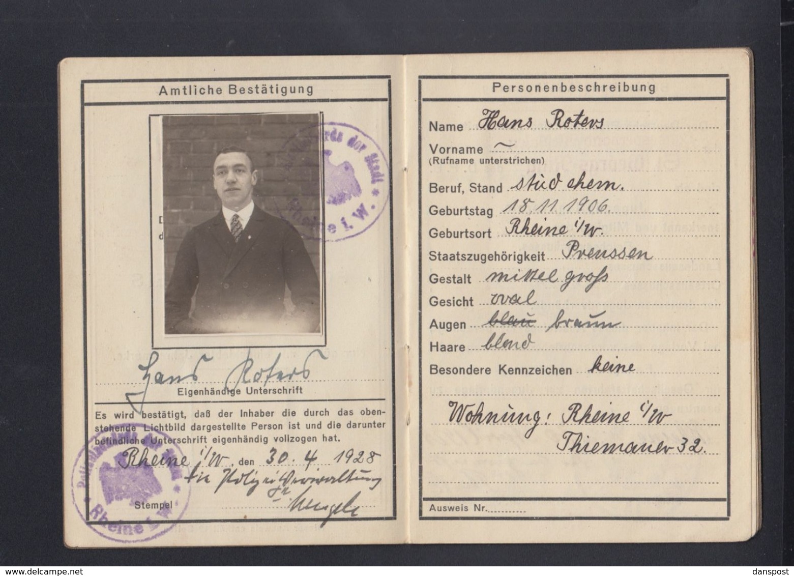 Deutscher Pfadfinder Bund Führer-Ausweis 1928 - Documents Historiques