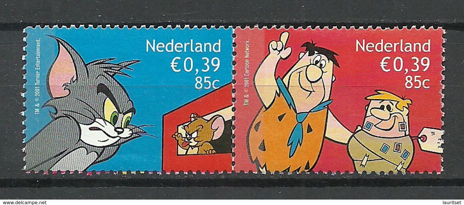 NETHERLANDS 2001 Michel 1909 - 1910 Comics Fred Flintstone Tom & Jerry (*) Mint No Gum - Ongebruikt