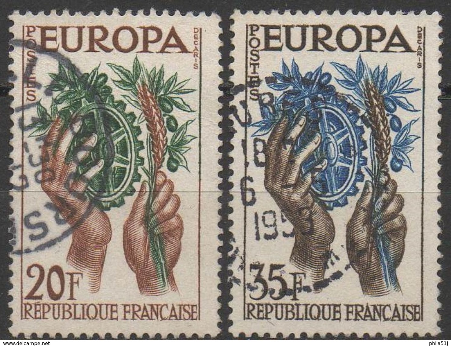 EUROPA  FRANCE  1957  N°1122/1123___OBL VOIR SCAN - 1957