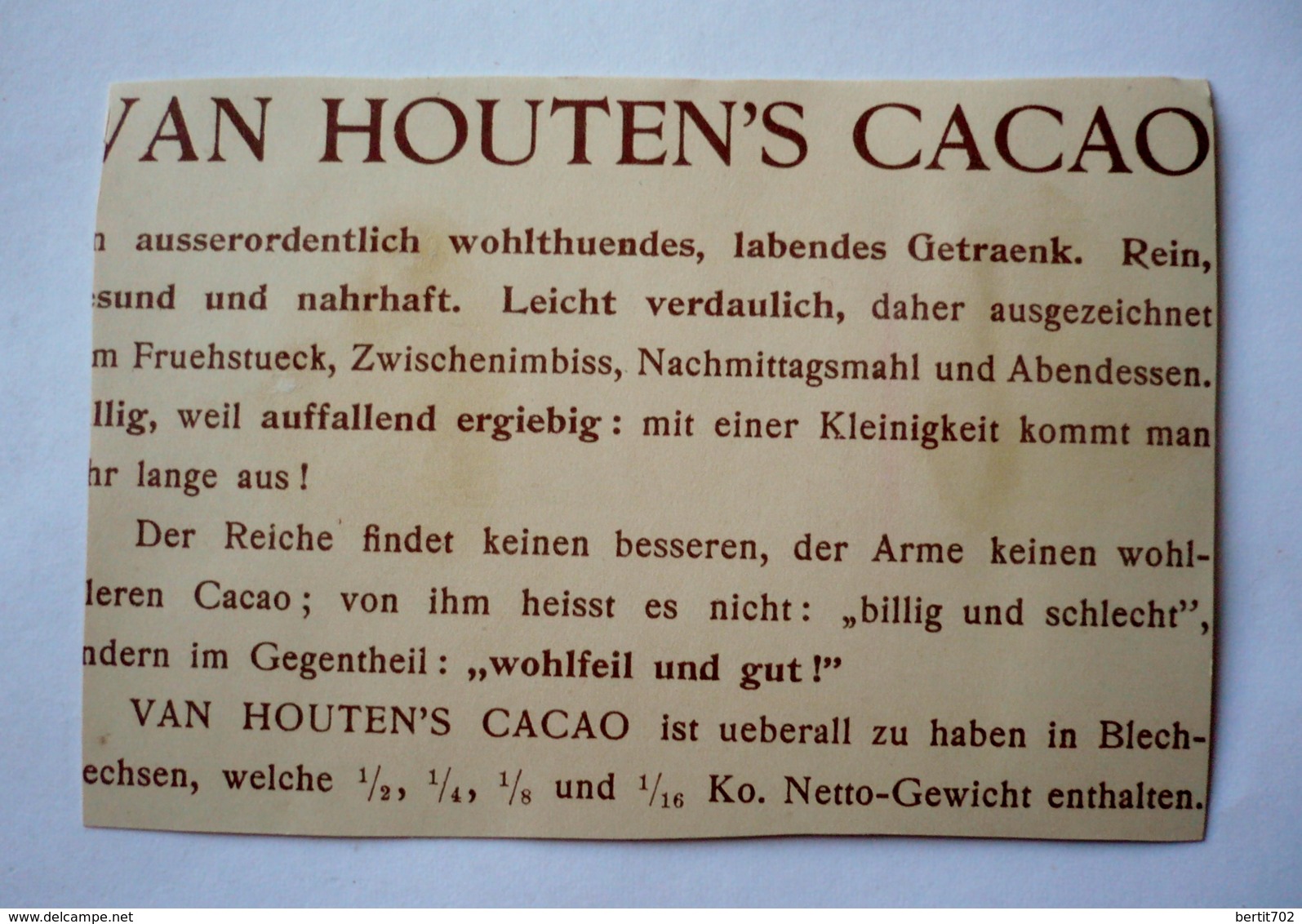 VAN HOUTEN'S CACAO - Image Découpée ? ...(voir Verso) - Moutons Et Berger - Van Houten