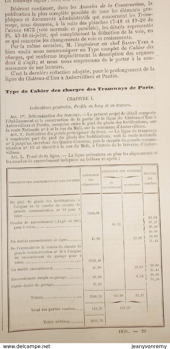 Plan Des Tramways De Paris. Réseau Nord Et Compagnie Des Omnibus. 1878 - Travaux Publics