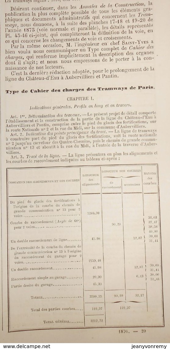 Plan Des Tramways De Paris. Réseau Nord Et Compagnie Des Omnibus. 1878 - Public Works