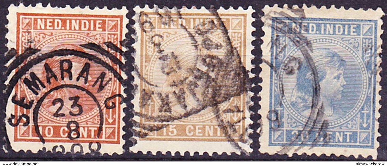2017-0189 Nederlands Indie 1892, Mi 23, 25, 26 Used O - Niederländisch-Indien