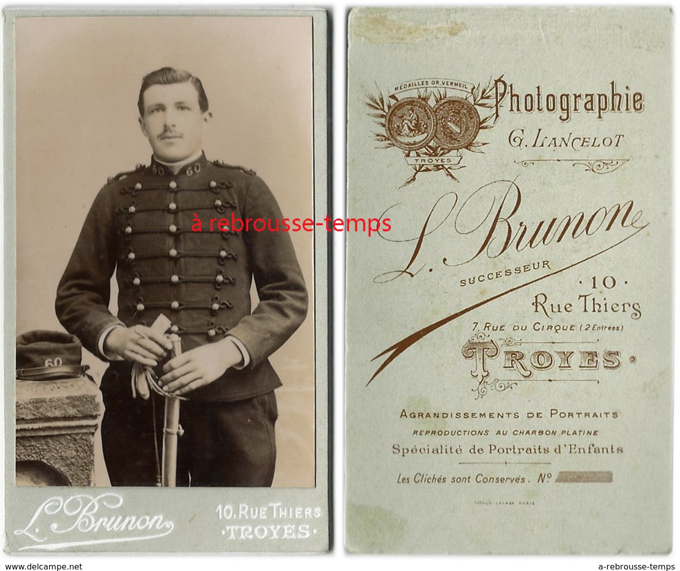 CDV -soldat Du 60e Régiment-photo Brunon à Troyes - Guerre, Militaire