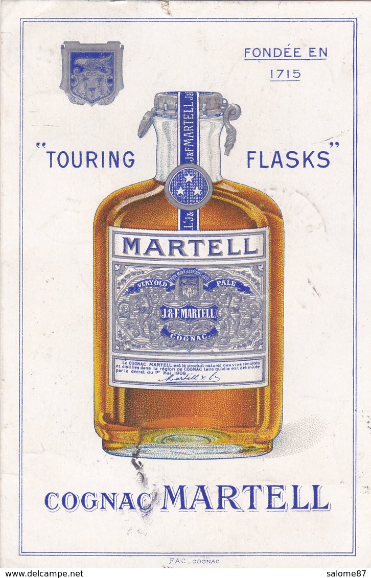 Cpa TOURING FLASKS COGNAC MARTEL 1932 - Publicité