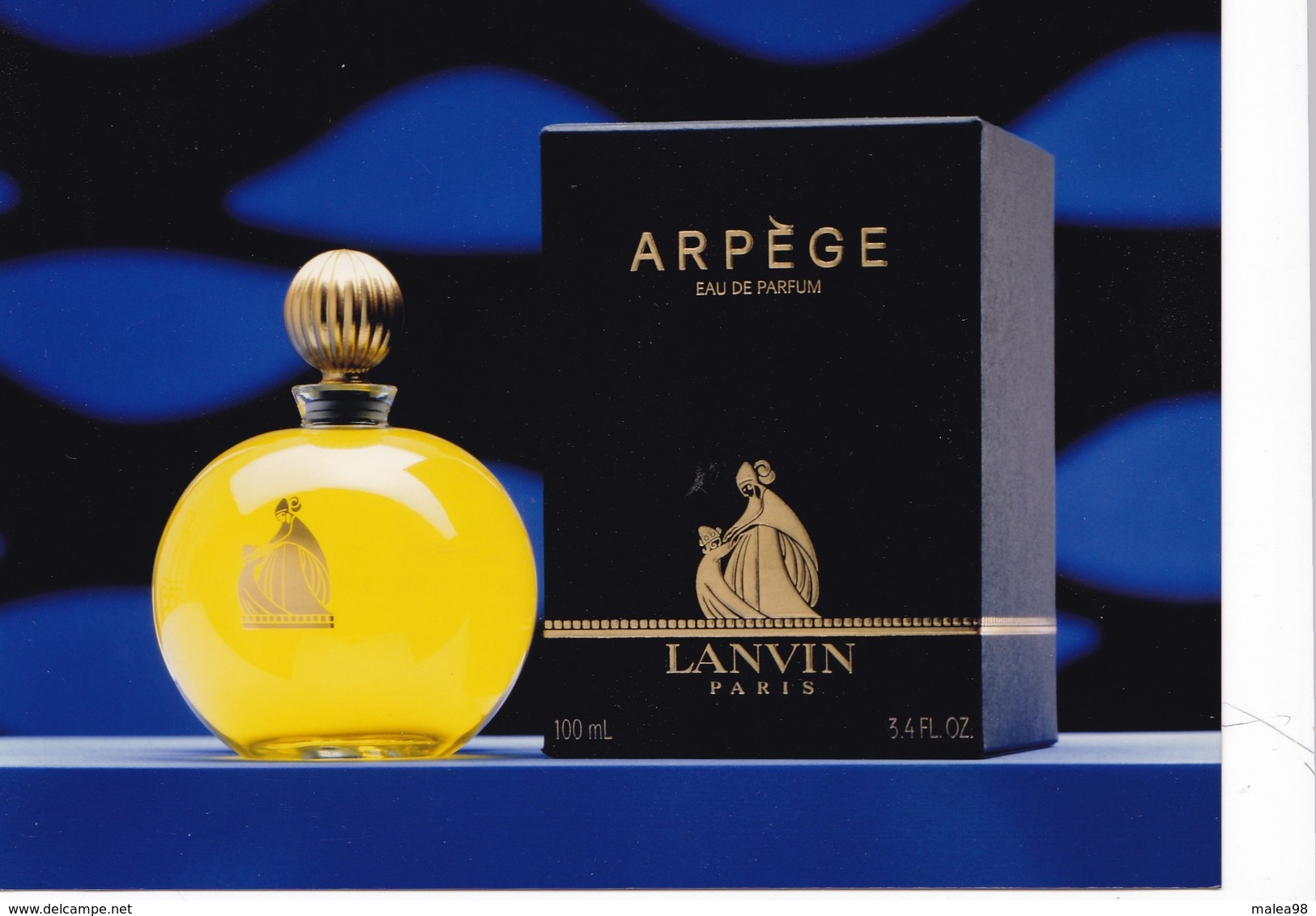 PUB ,,,, ARPEGE  LANVIN,,,,,PLAQUE GLACEE BLEUE , MAGNIFIQUE,,,,, TBE   17 X 13 - Other & Unclassified