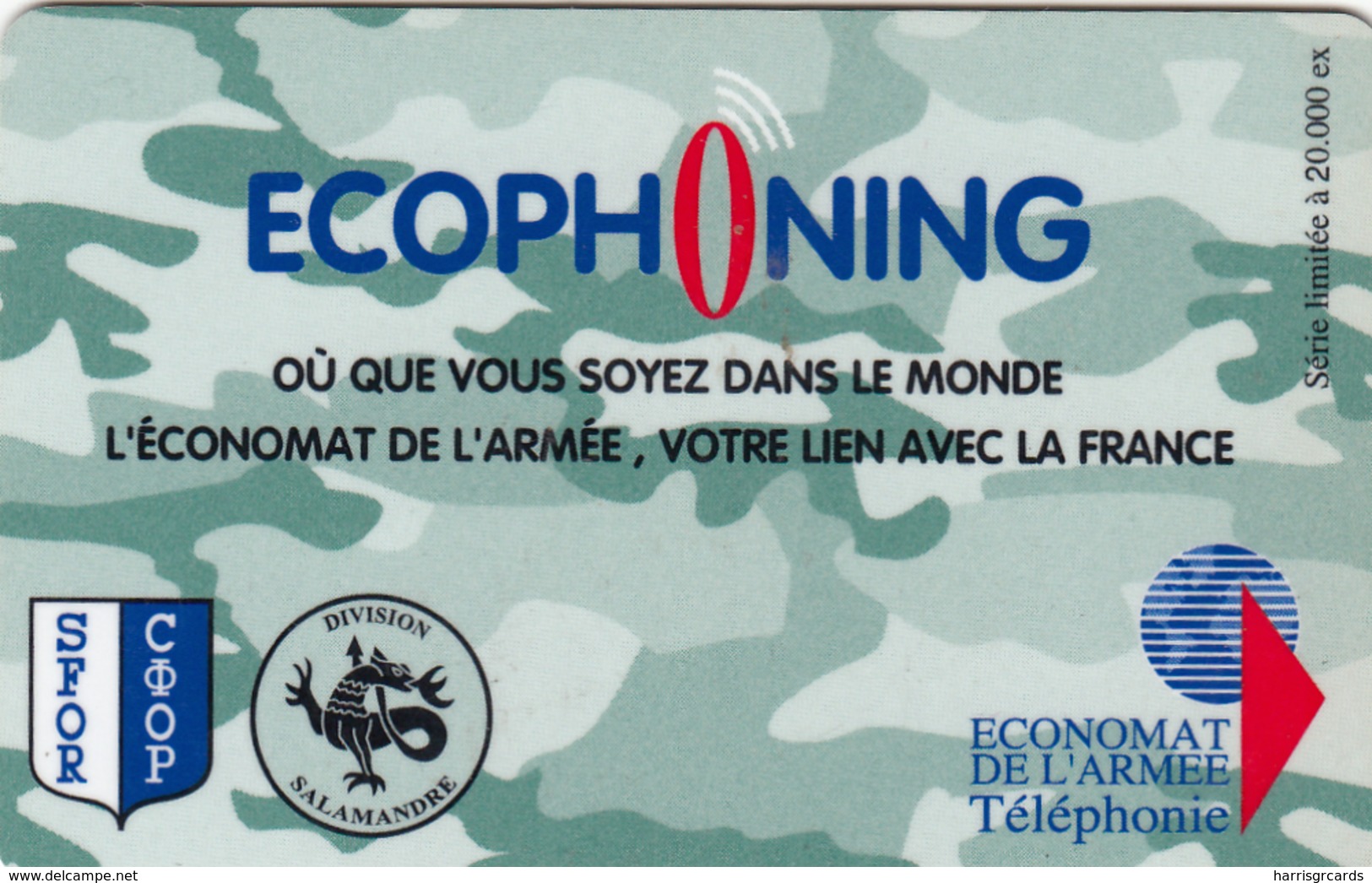 FRANCE - Ecophoning KFOR - Salamandre Logo (green) Prepaid Card , 20.000 Tirage, Used - Sonstige & Ohne Zuordnung