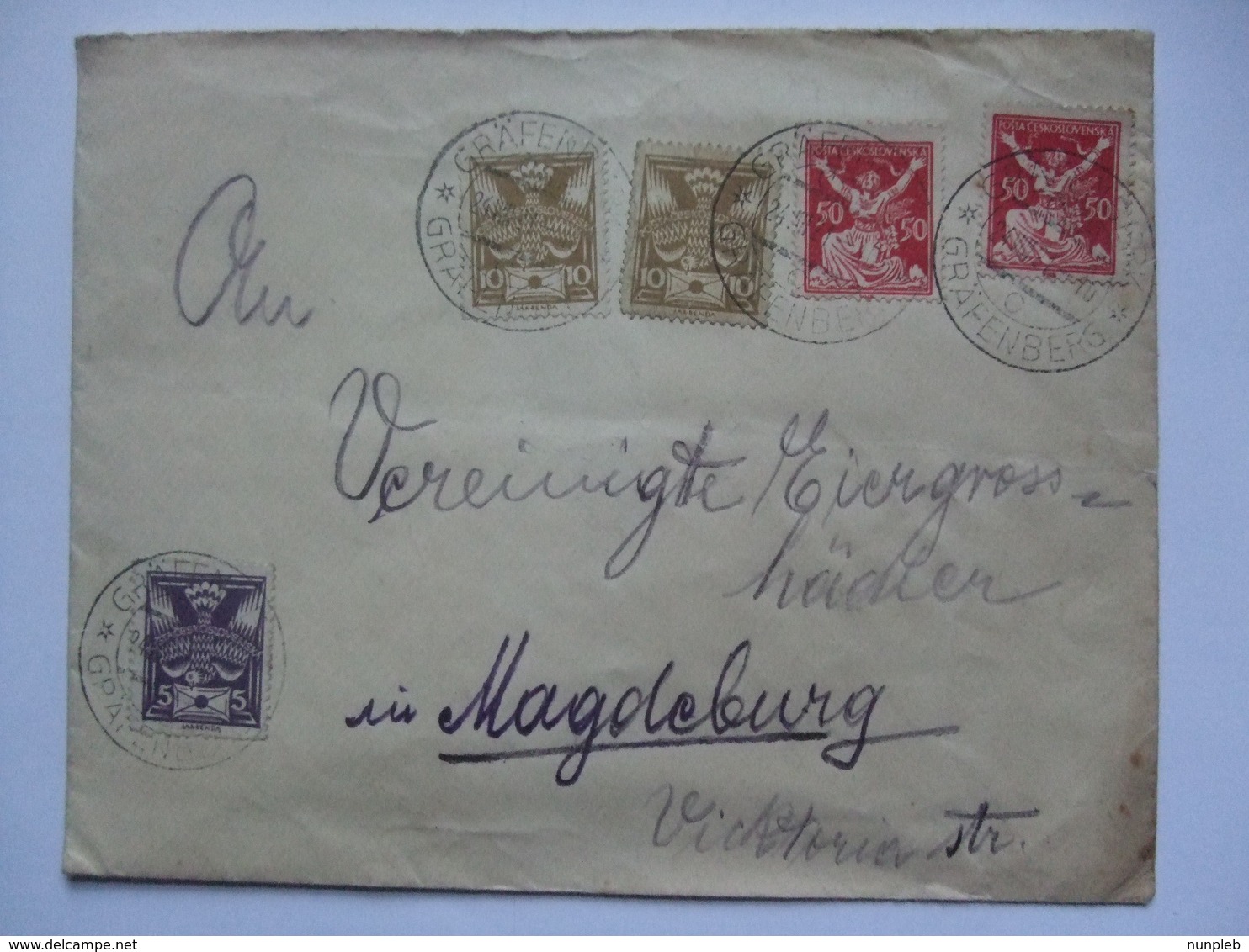 CZECHOSLOVAKIA - 1921 Cover Grafenberg To Magdeburg Germany - Covers & Documents