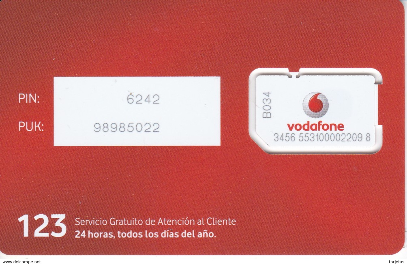 TARJETA DE ESPAÑA DE GSM-SIM  DE VODAFONE 64K (NUEVA-MINT) - Vodafone