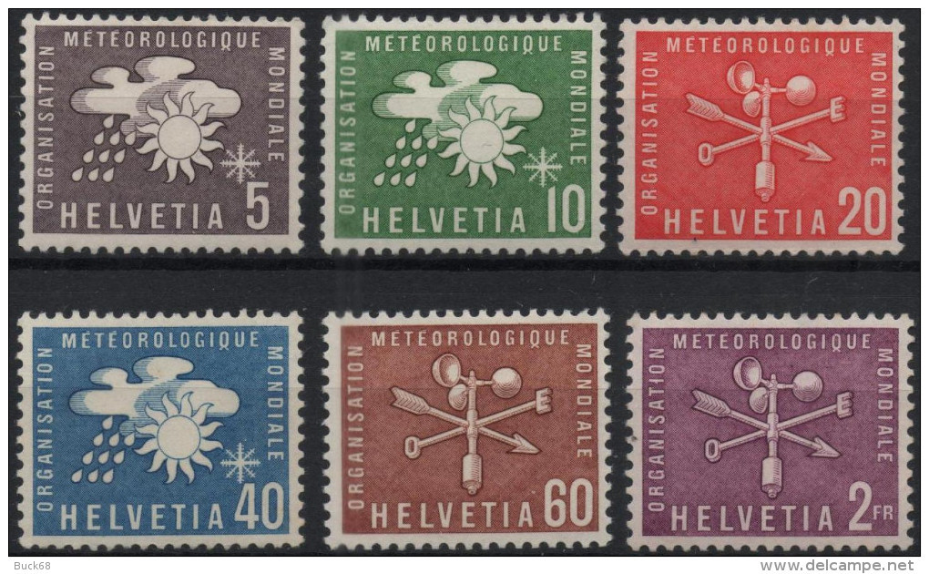 SUISSE Service 375 à 380 ** MNH OMM Organisation Mondiale De Météorologie - Dienstzegels