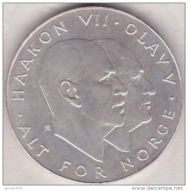 Norvege .25 Kroner 1970.  25th Anniversary Of Liberation, Argent . KM# 414 - Norvège