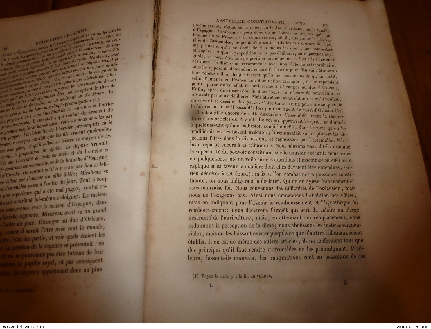 1839  HISTOIRE de la RÉVOLUTION FRANÇAISE Tome 1  , par M. A. Thiers