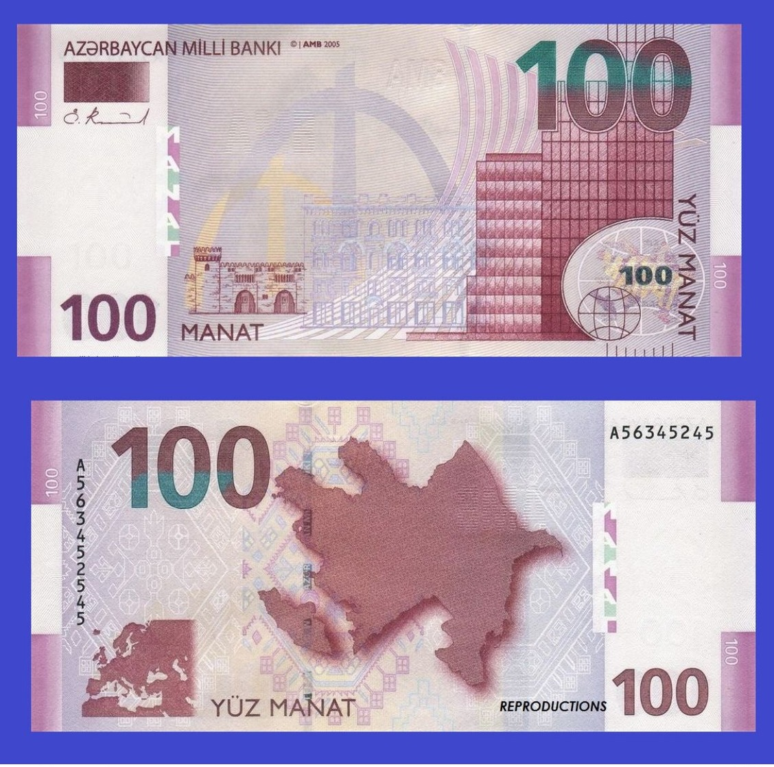 Azerbaijan  100 Manat 2006   -- Copy - Copy- Replica - REPRODUCTIONS - Azerbaïdjan