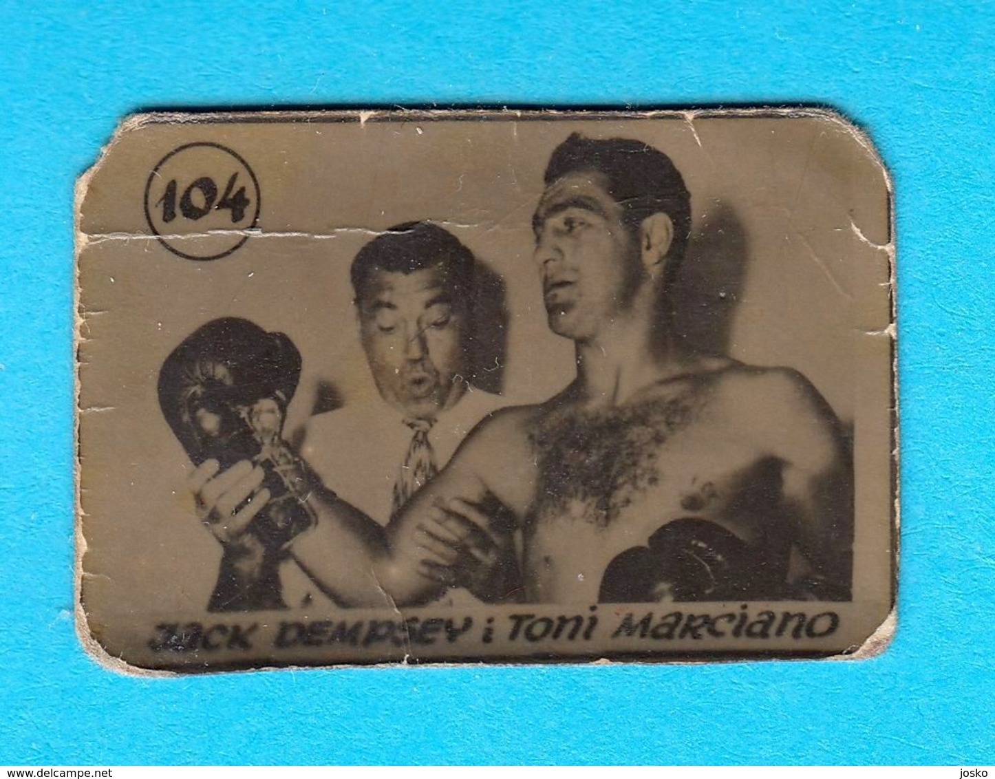 ROCKY MARCIANO & JACK DEMPSEY ... Yugoslav Original Antique Boxing Card * Boxe Boxeo Boxen Pugilato RRRRR - Trading-Karten