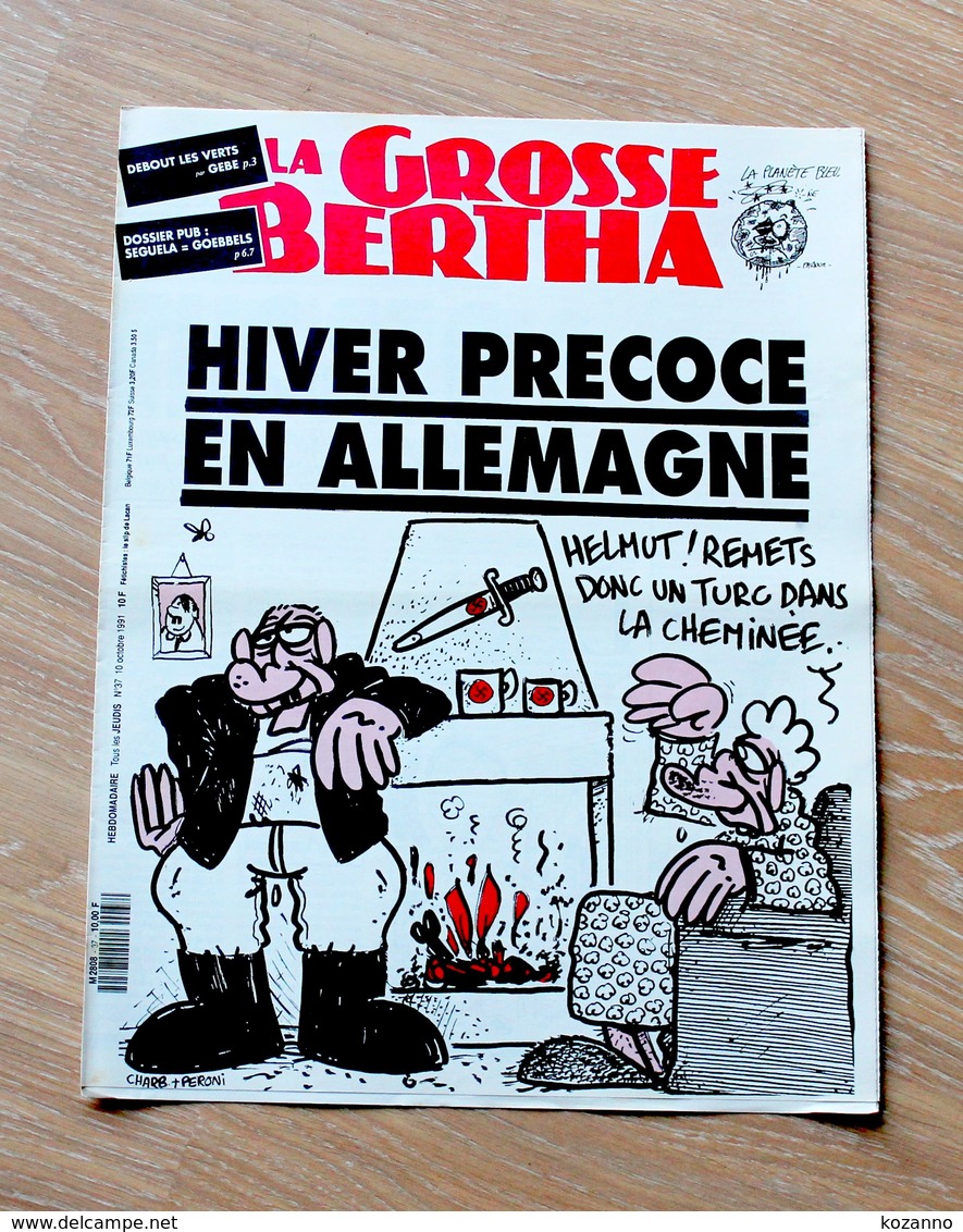 37- LA GROSSE BERTHA - JOURNAL POLITIQUE SATIR - N° 37 : 10 OCTOBRE 1991 - CABU, CHARB, PLANTU... - 1950 à Nos Jours