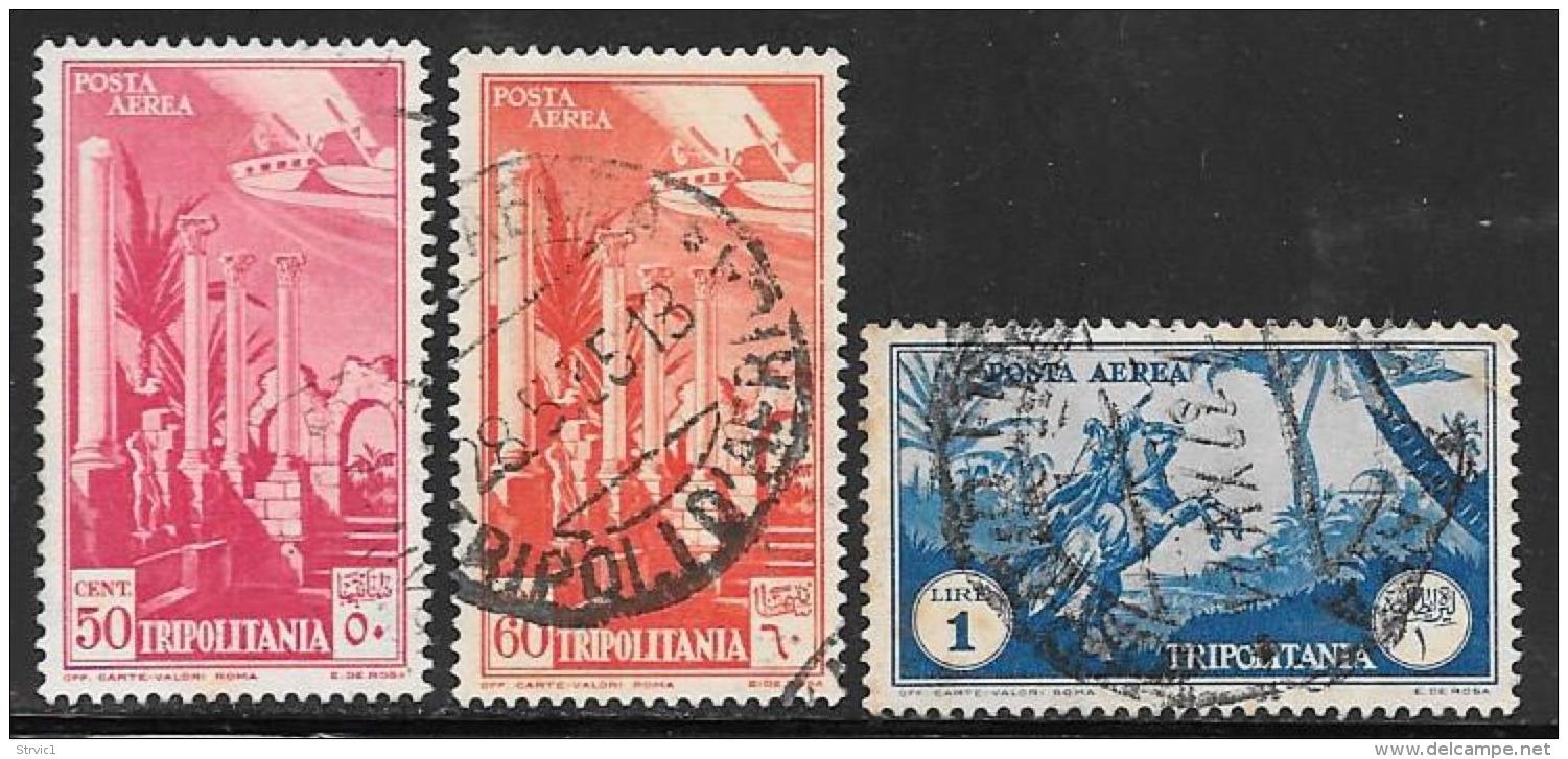 Tripolitania, Scott # C8,C9,C12 Used Columns, Horseman, 1931 - Tripolitania