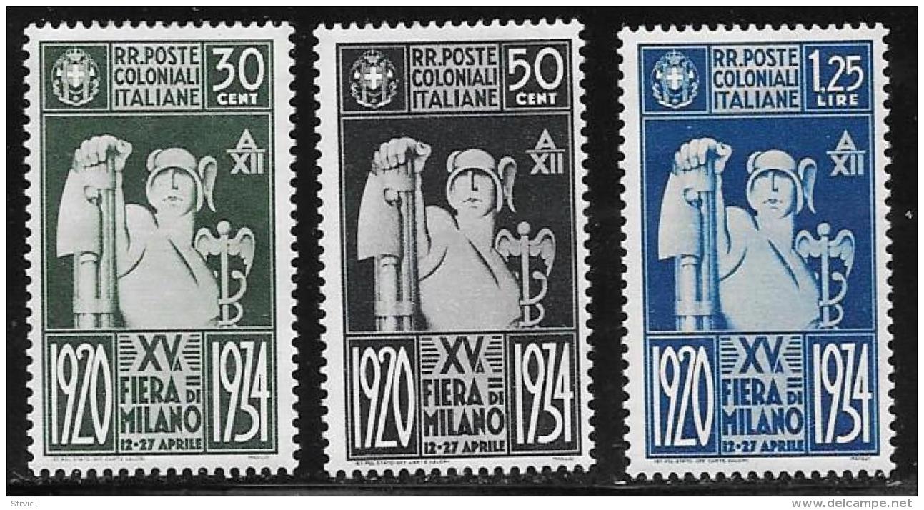 Italian Colonies, Scott # 43-5 Mint Hinged Part Set Mercury And Fasces, 1934 - General Issues