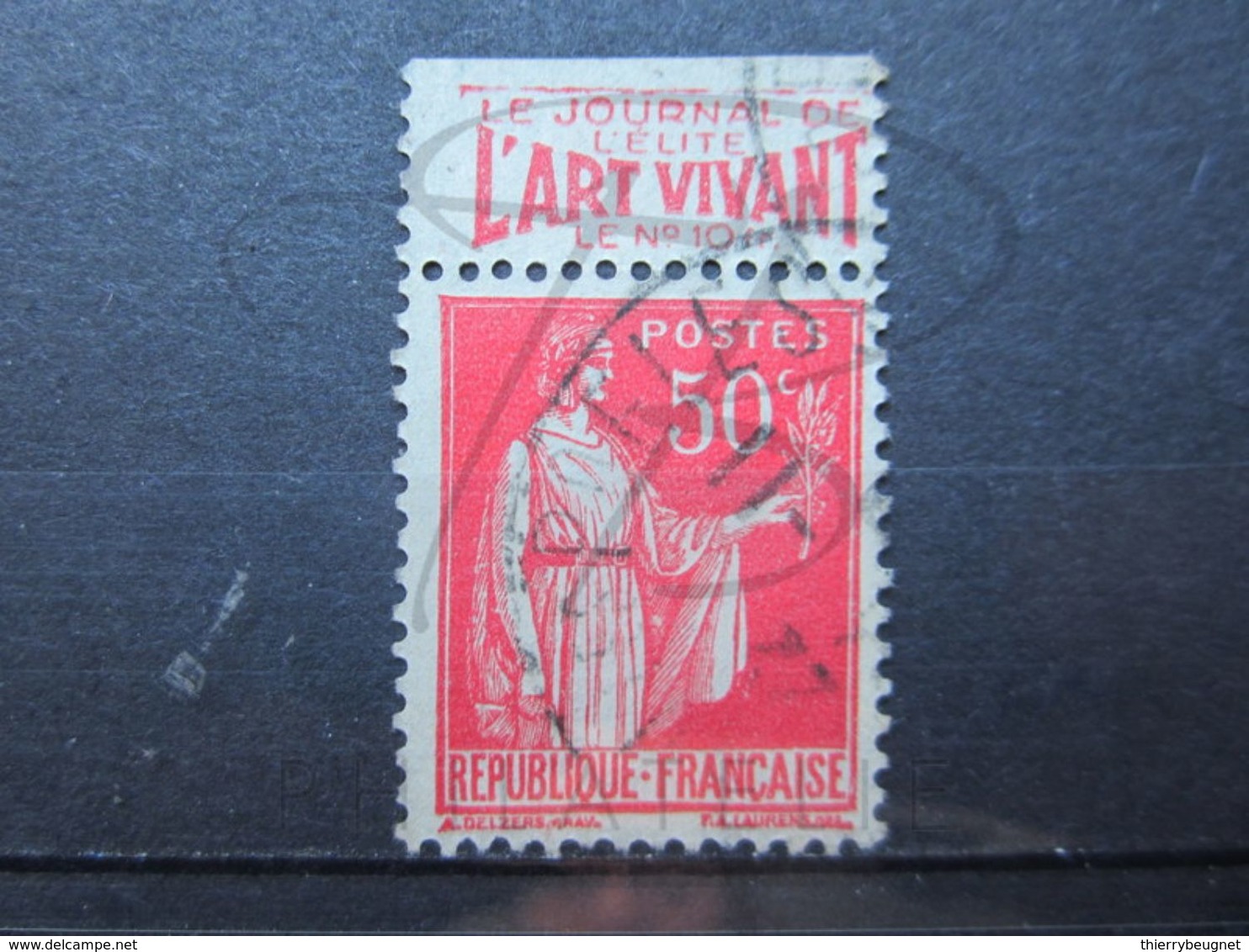 VEND BEAU TIMBRE DE FRANCE N° 283 , TYPE I + BANDE PUBLICITAIRE " ART VIVANT " !!! (s) - Autres & Non Classés