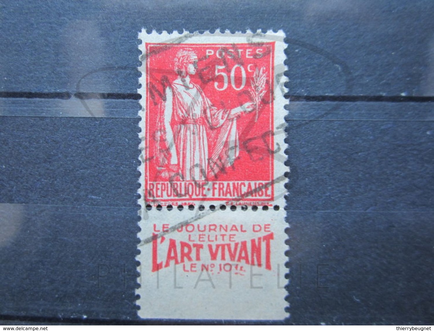 VEND BEAU TIMBRE DE FRANCE N° 283 , TYPE I + BANDE PUBLICITAIRE " ART VIVANT " !!! (am) - Autres & Non Classés