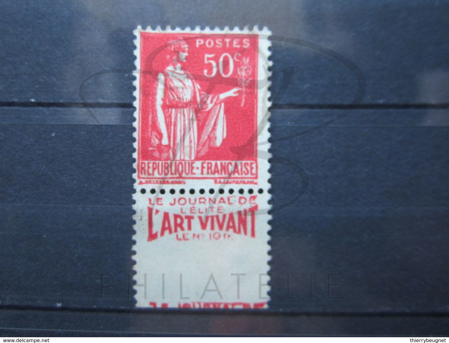 VEND BEAU TIMBRE DE FRANCE N° 283 , TYPE IIA + DOUBLE BANDE PUBLICITAIRE " ART VIVANT " !!! (a) - Autres & Non Classés