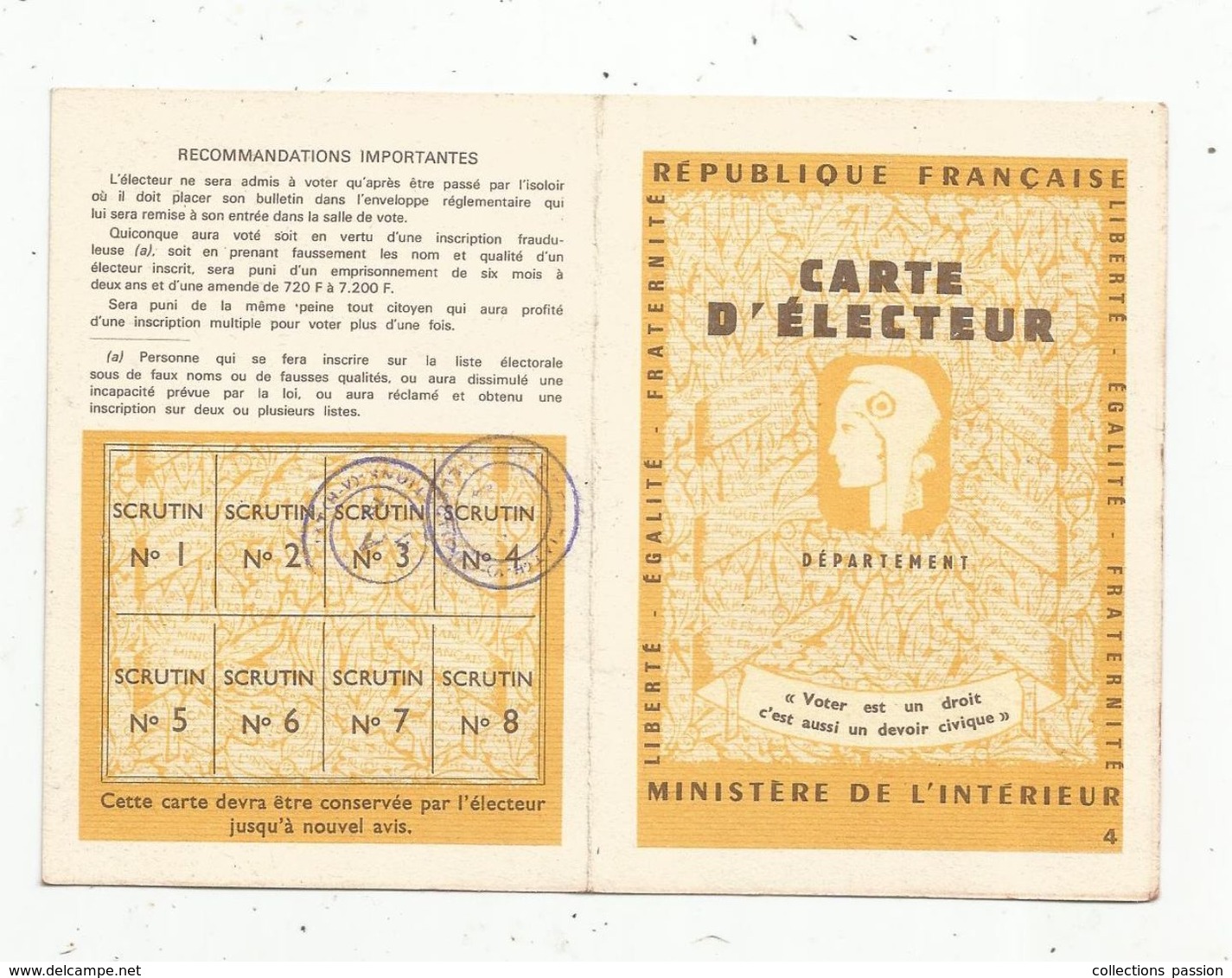 Carte D'électeur ,haute Vienne , FEYTIAT , 2 Scans - Ohne Zuordnung