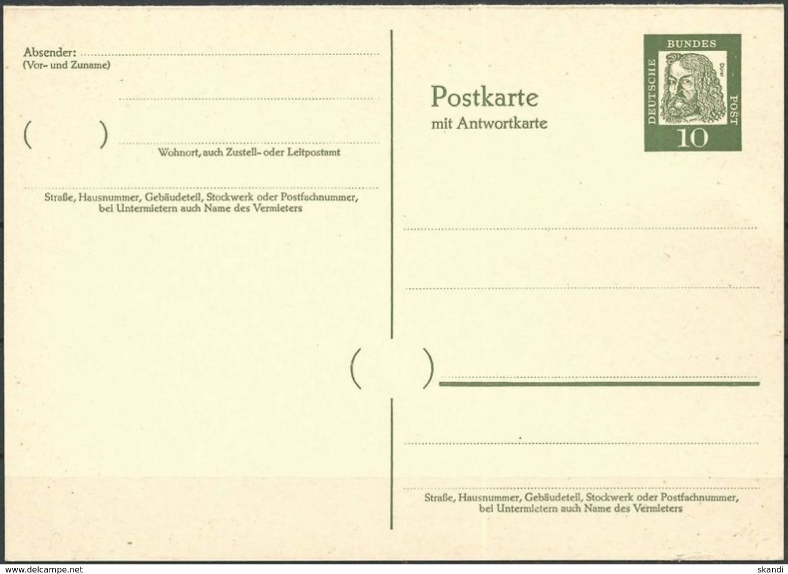 DEUTSCHLAND 1961 Mi-Nr. P 63 F/A Postkarte Ungelaufen Siehe Scan - Postkarten - Ungebraucht