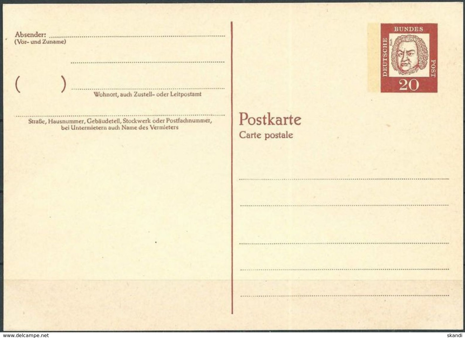 DEUTSCHLAND 1961 Mi-Nr. P 68 Postkarte Ungelaufen Siehe Scan - Postkarten - Ungebraucht