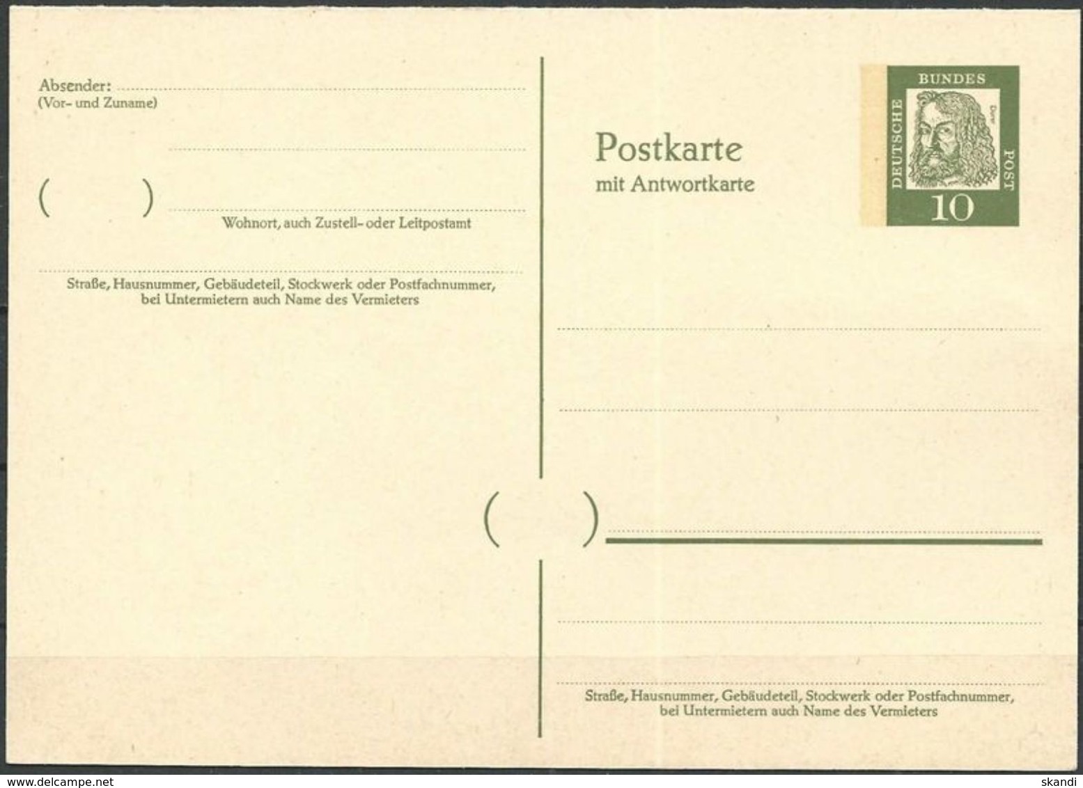 DEUTSCHLAND 1961 Mi-Nr. P 70 F/A Postkarte Ungelaufen Siehe Scan - Postkarten - Ungebraucht