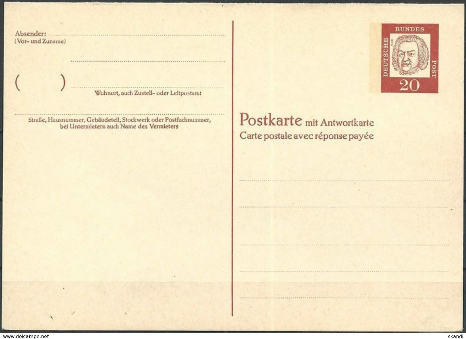 DEUTSCHLAND 1961 Mi-Nr. P 71 F/A Postkarte Ungelaufen Siehe Scan - Postkarten - Ungebraucht