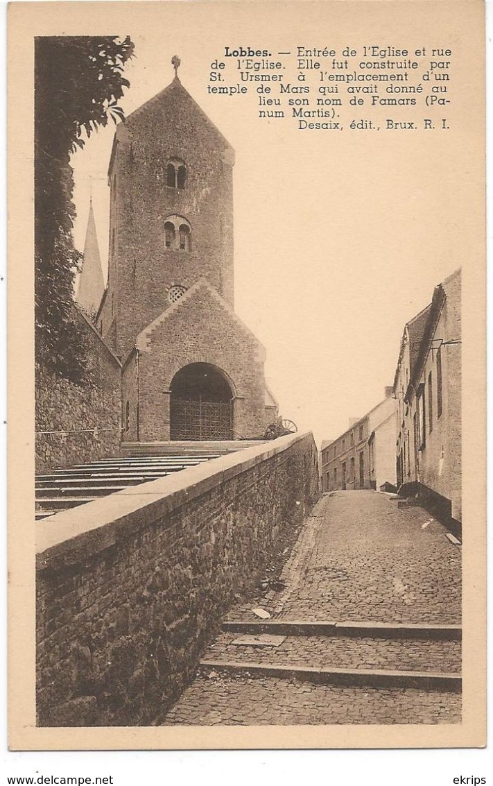 Lobbes.--Entrée De L'Eglise Et Rue De L'Eglise - Lobbes