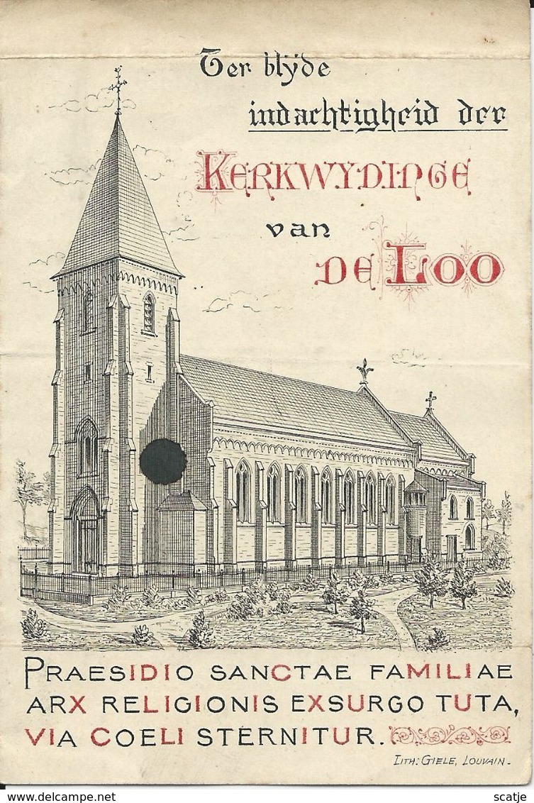Loo   -   Geplooid Prentje Over Kerkwijding  -   1900 - Lo-Reninge