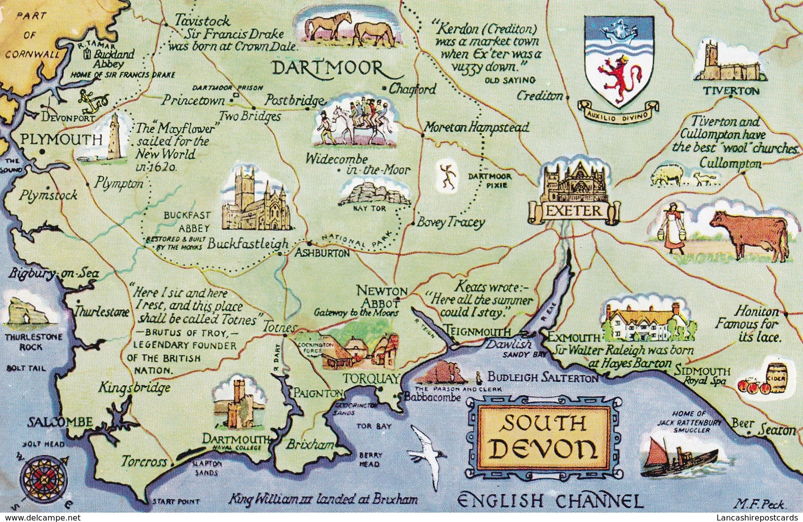 Postcard Map Of South Devon By Salmon My Ref  B11927 - Maps