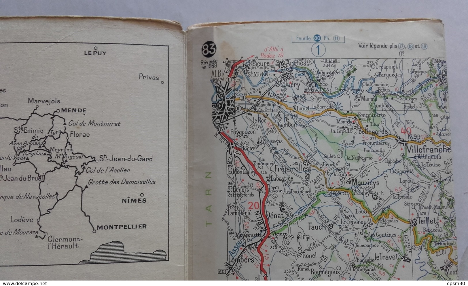 CARTE GÉOGRAPHIQUE Michelin - N° 83 CARCASSONNE - NIMES - 1938 - Cartes Routières