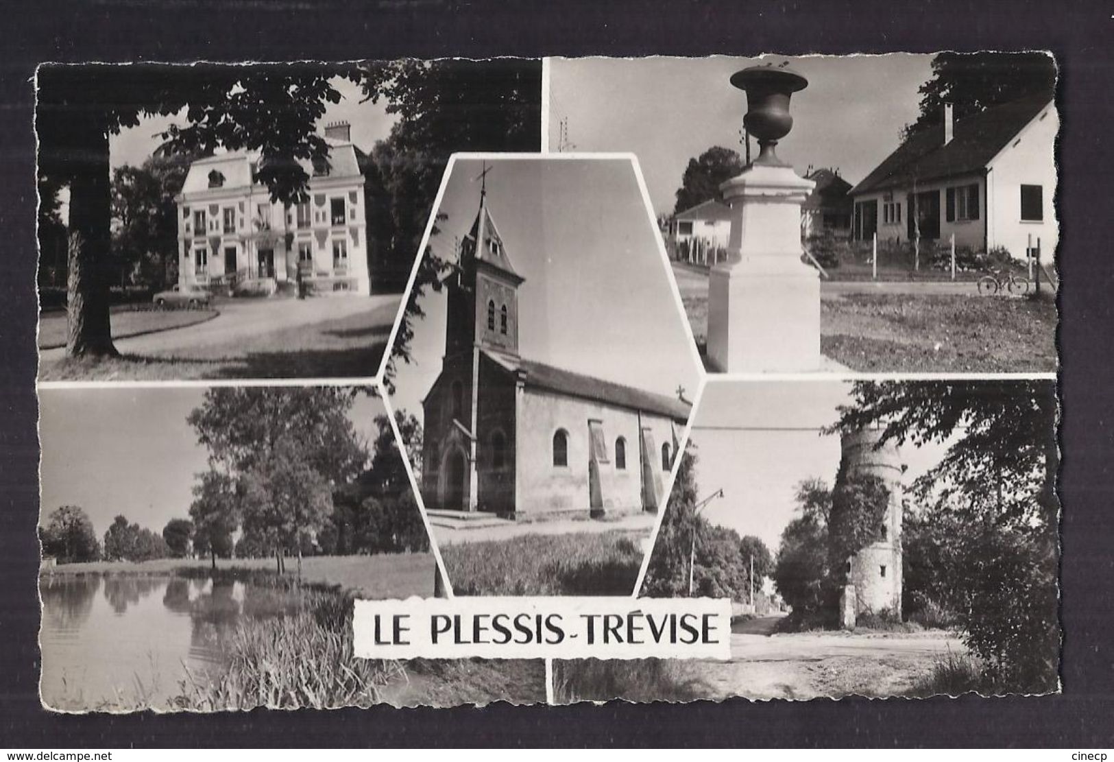 CPSM 94 - LE PLESSIS TREVISE - TB CP Multivue Dont Château , Eglise , Mairie , Parc , Etc... - Le Plessis Trevise
