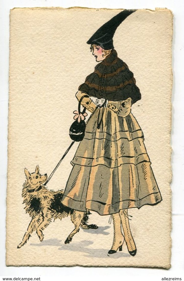 CPA   Illustrateur  : Jeune Femme Et Chien      A  VOIR  !!!!!!! - 1900-1949